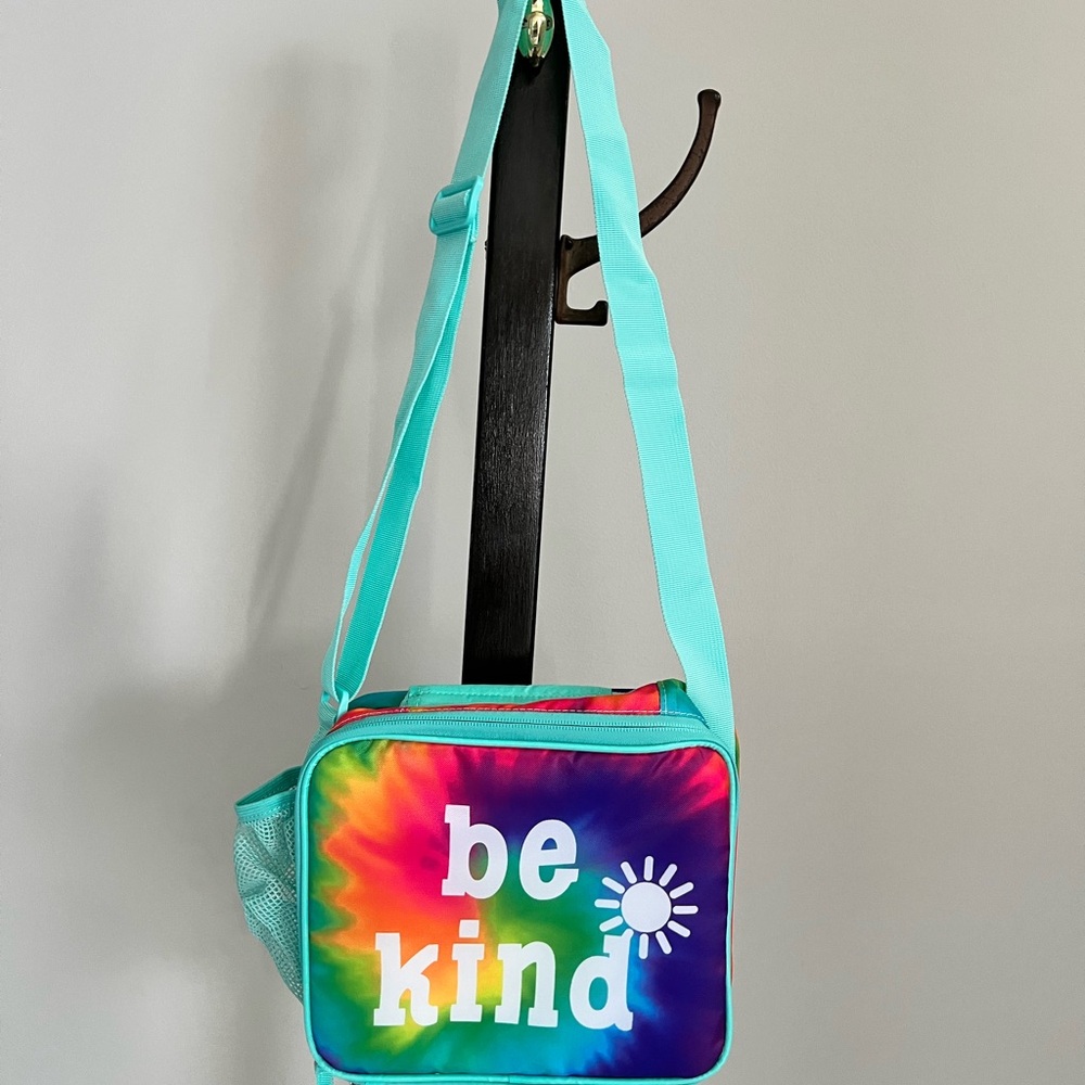 Be Kind Insulated Lunch Bag w/ Side Drink Holder Mint Green Tie Dye Brand New